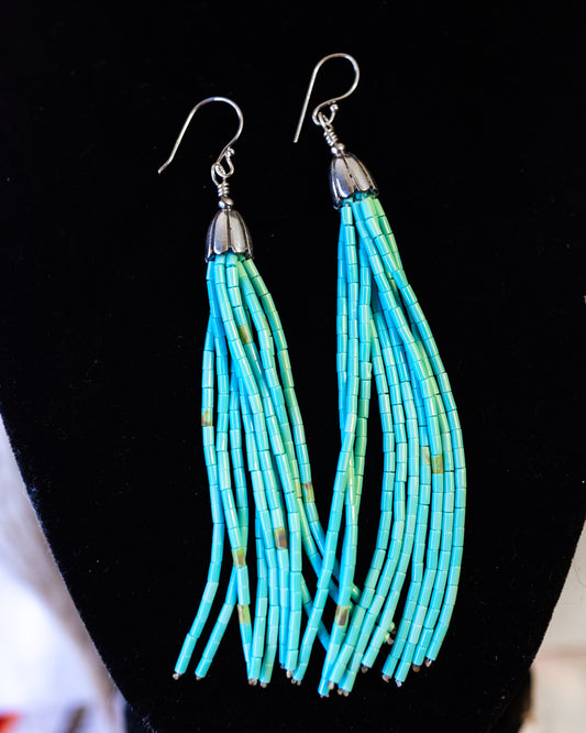 Turquoise Bead Earrings - Smokin' Blues Turquoise