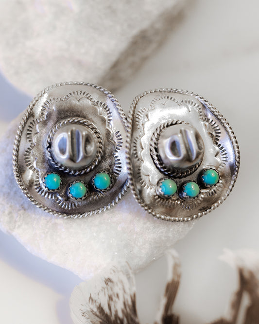 Sterling Silver Cowboy Hat Earrings - Smokin' Blues Turquoise