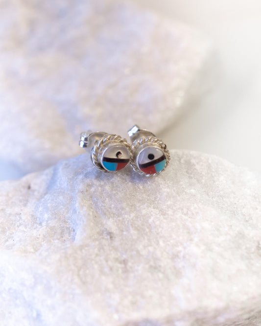 Zuni Post Earrings - Smokin' Blues Turquoise