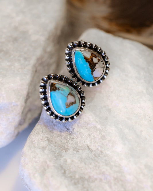 Cotton Candy Earrings - Smokin' Blues Turquoise