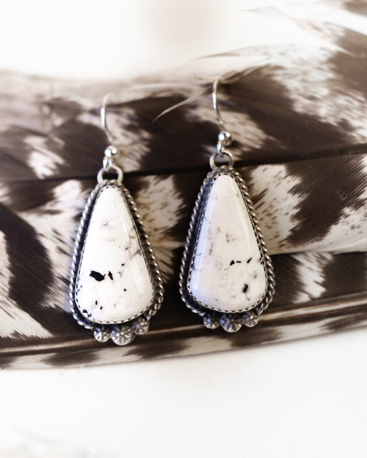 White Buffalo Earrings - Smokin' Blues Turquoise