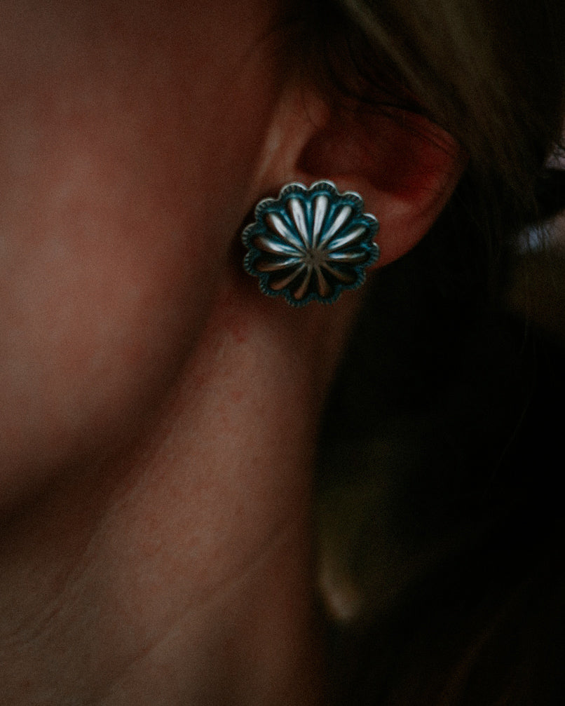 Sterling Silver Concho Earrings