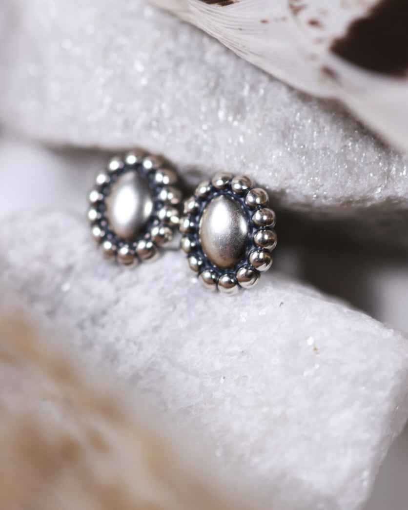 Sterling Silver Button Earrings