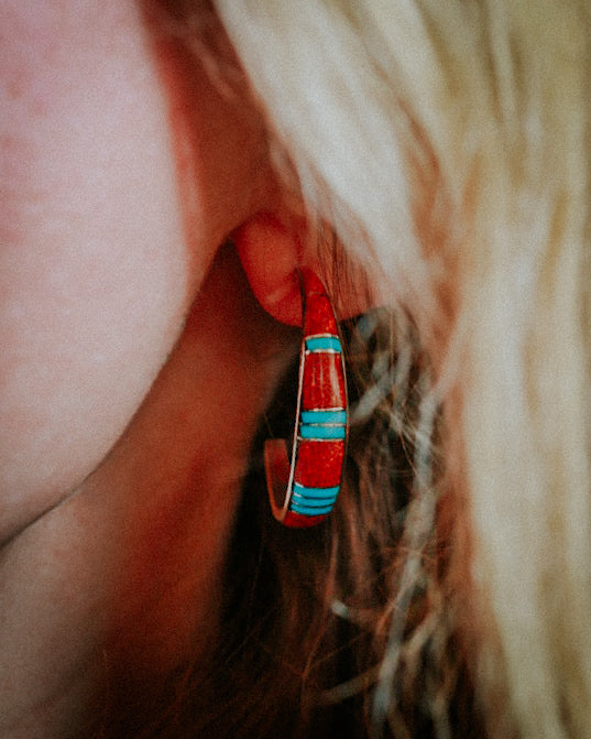 Turquoise & Opal Hoops