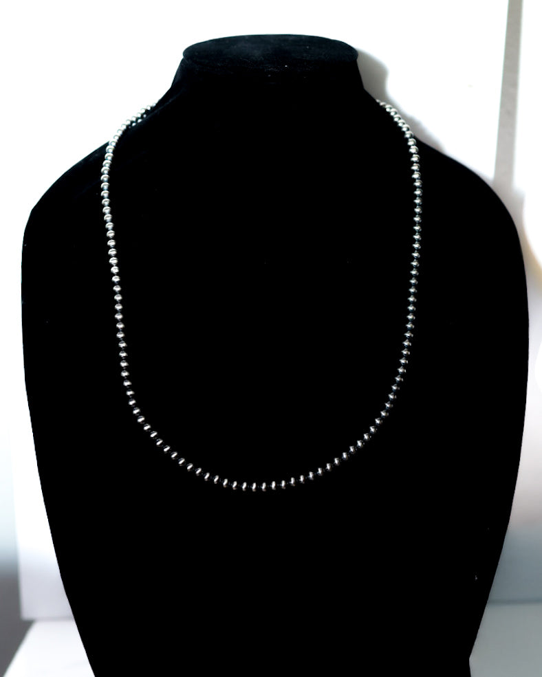 Navajo Pearl Necklace - 5MM 26” - Smokin' Blues Turquoise