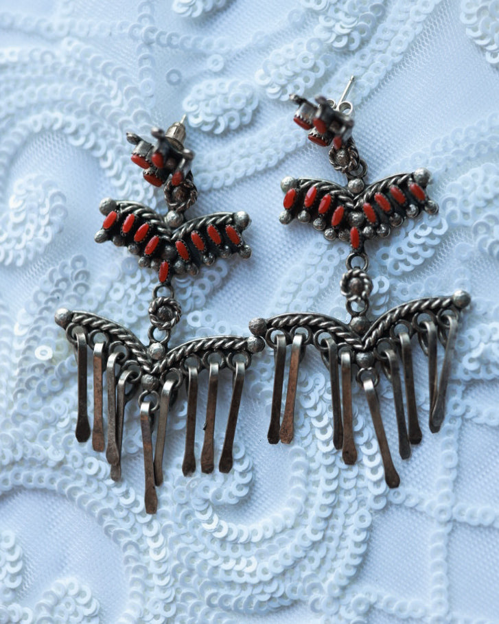 Coral Fringe Earrings