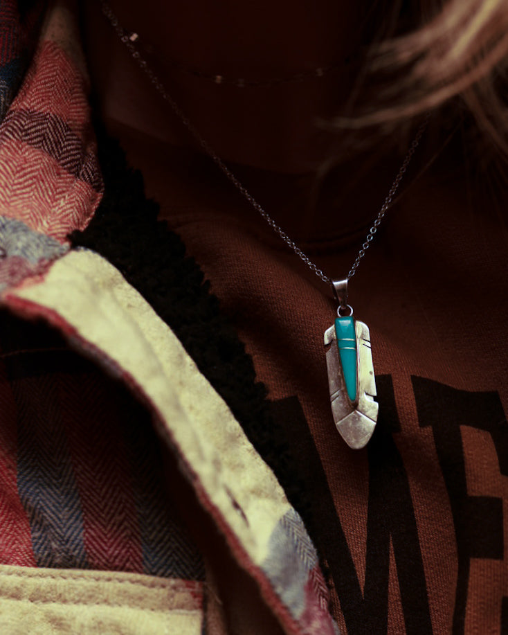 Turquoise Feather Pendant