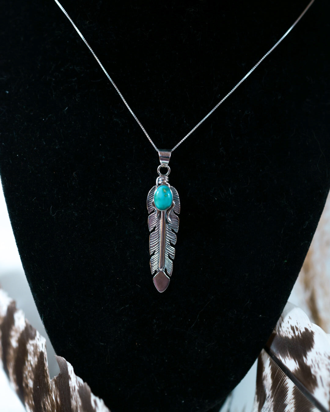 Turquoise Feather Necklace