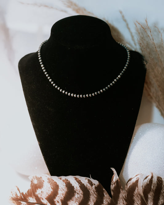 Navajo Pearl Necklace - 4MM 14” - Smokin' Blues Turquoise