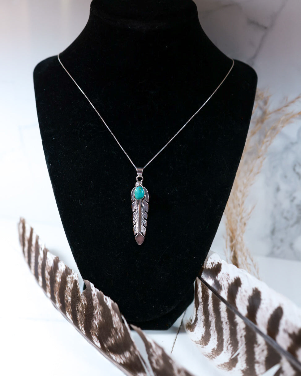 Turquoise Feather Necklace