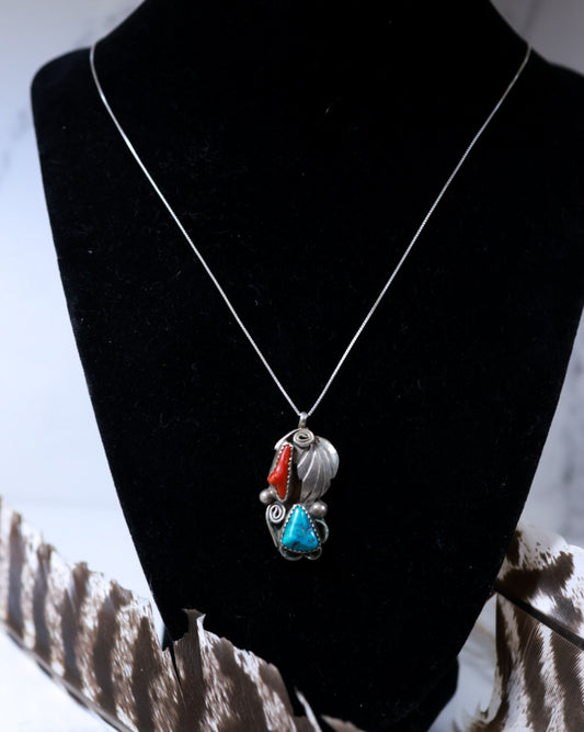 Turquoise & Coral Pendant