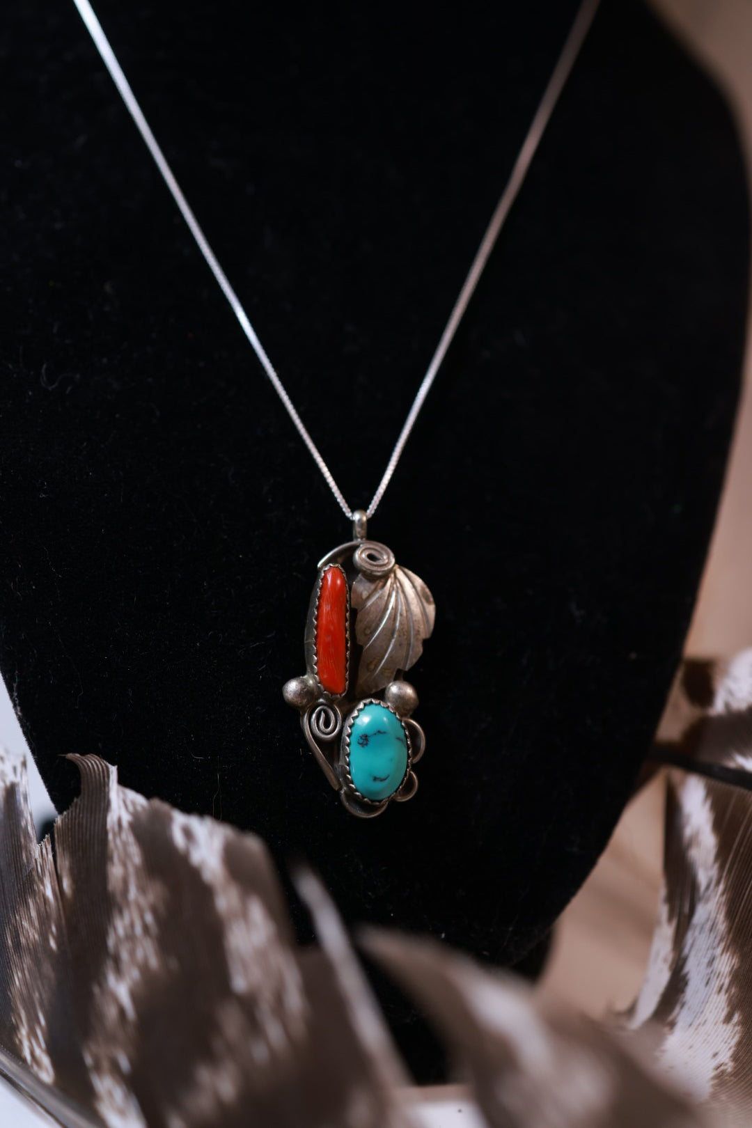 Turquoise & Coral Pendant