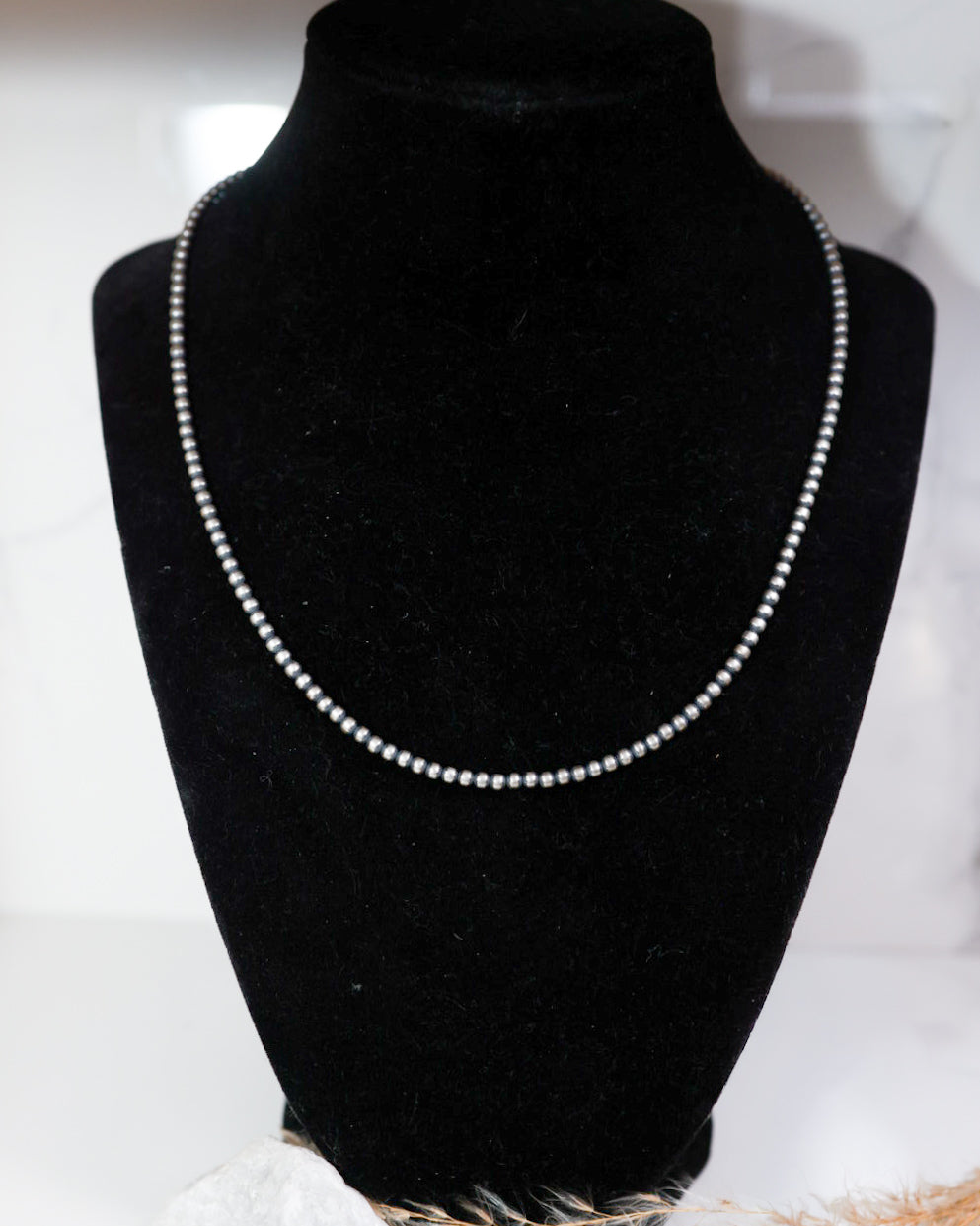 Navajo Pearl Necklace - 3MM 18” - Smokin' Blues Turquoise