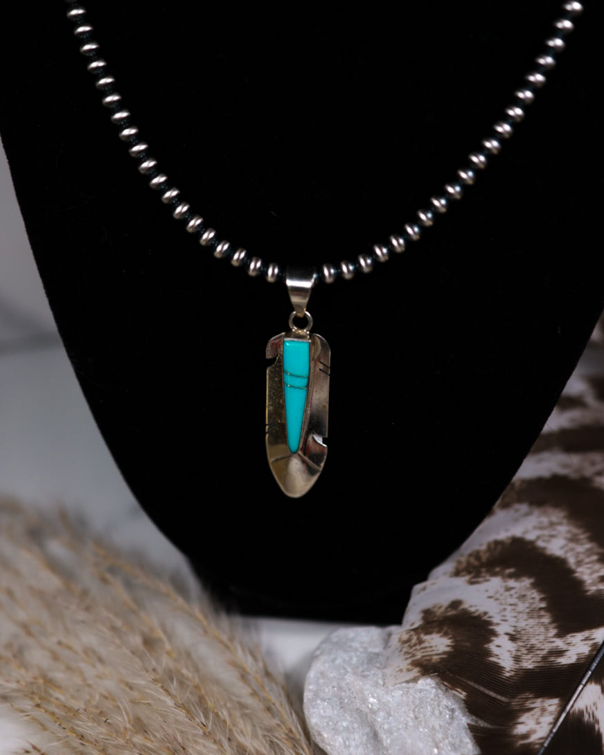 Turquoise Feather Pendant