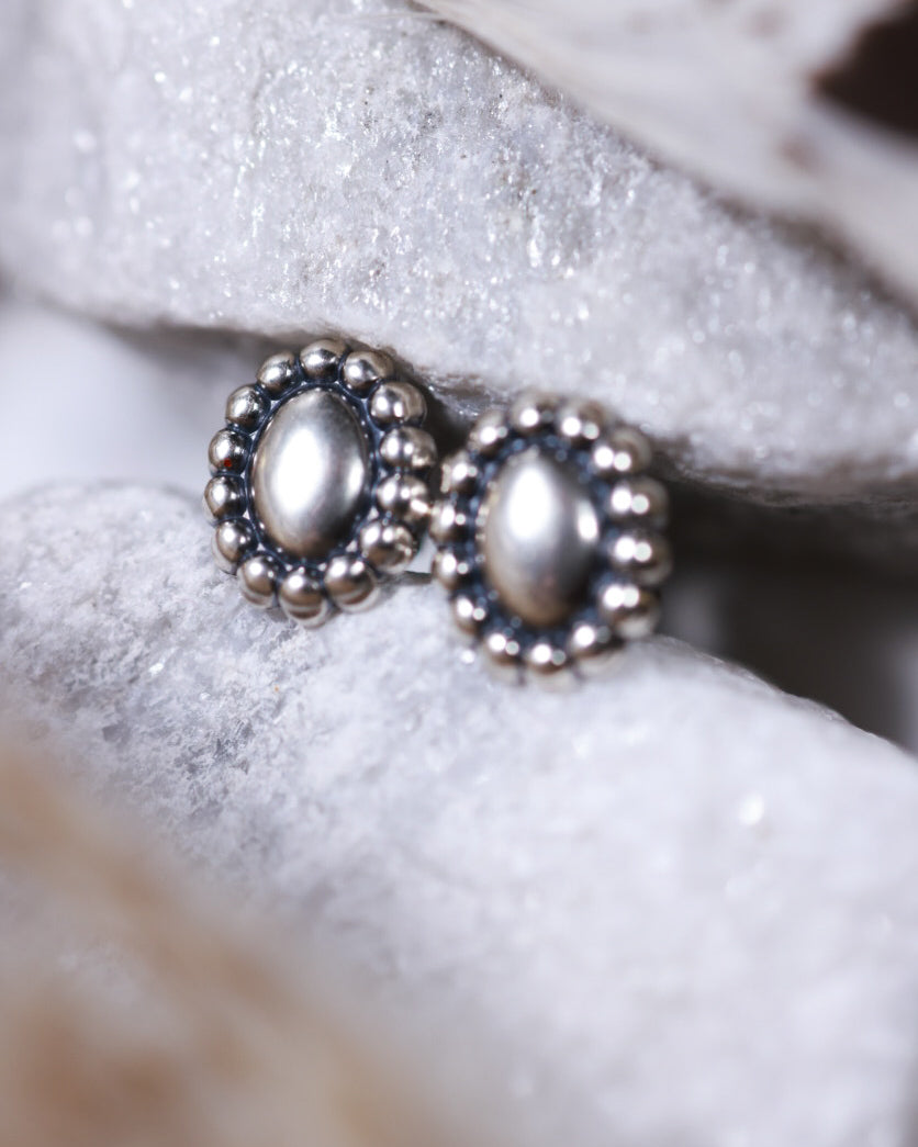 Sterling Silver Button Earrings