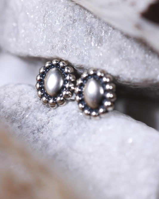 Sterling Silver Button Earrings