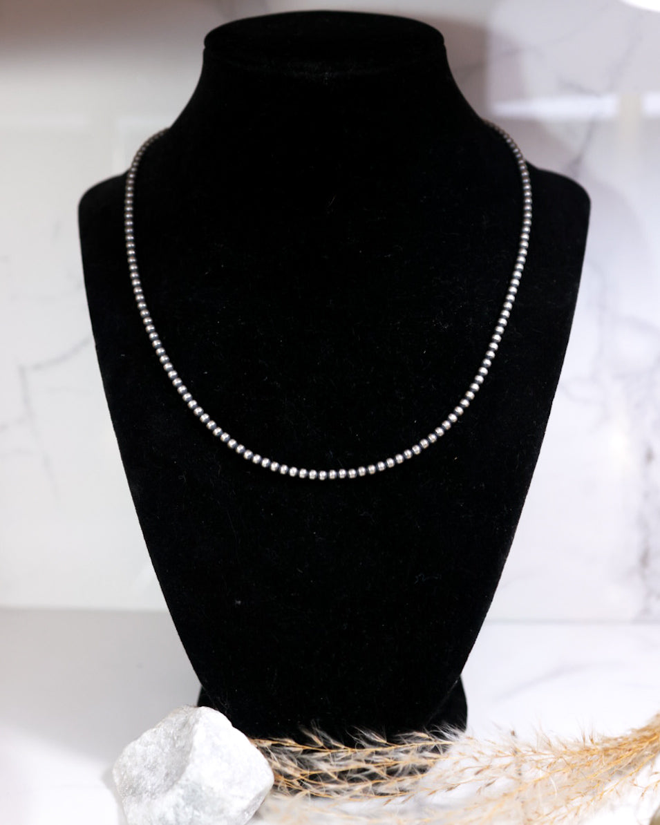 Navajo Pearl Necklace - 3MM 18” - Smokin' Blues Turquoise