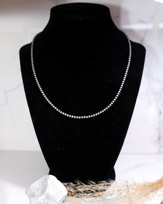 Navajo Pearl Necklace - 3MM 18” - Smokin' Blues Turquoise