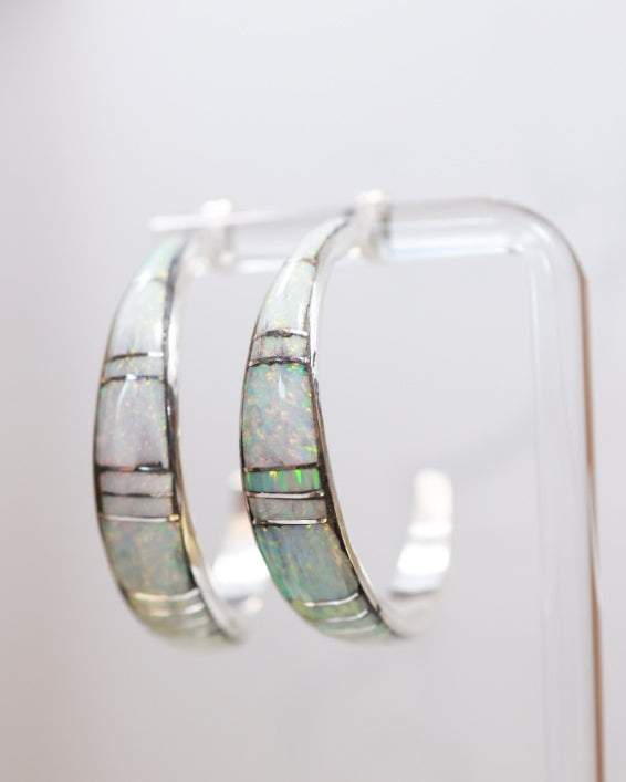 Opal Hoop Earrings - Smokin' Blues Turquoise