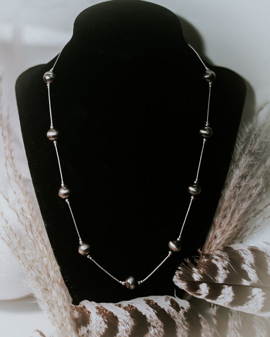 Navajo Pearl Necklace - 20” 10MM - Smokin' Blues Turquoise