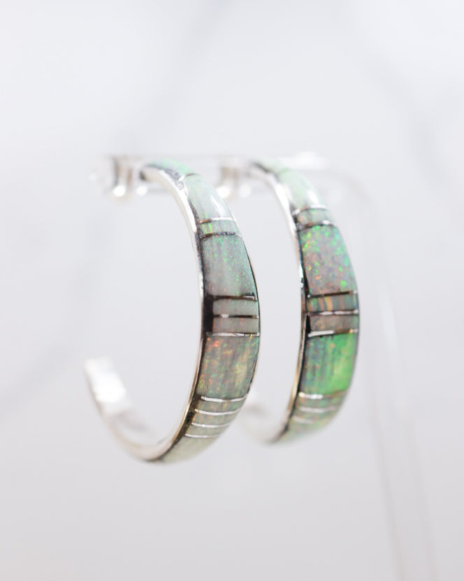 Opal Hoop Earrings - Smokin' Blues Turquoise