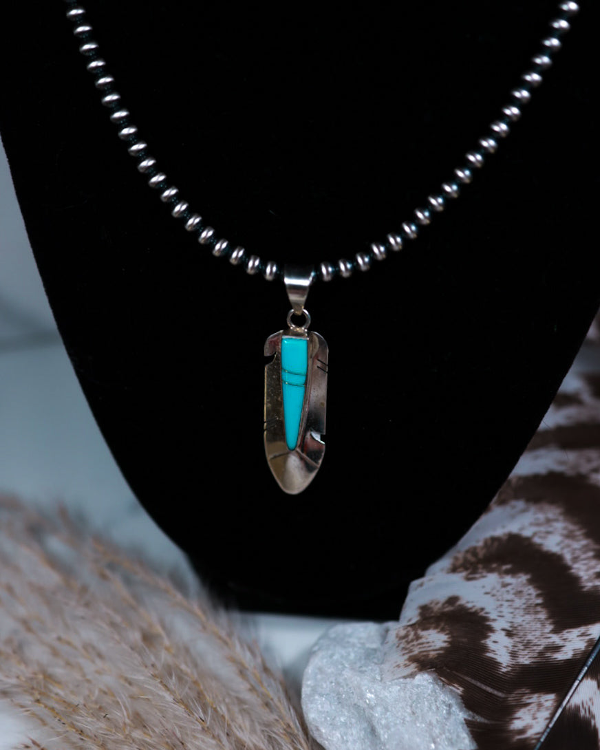 Turquoise Feather Pendant