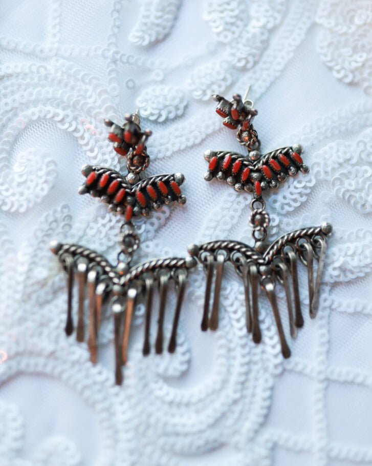 Coral Fringe Earrings