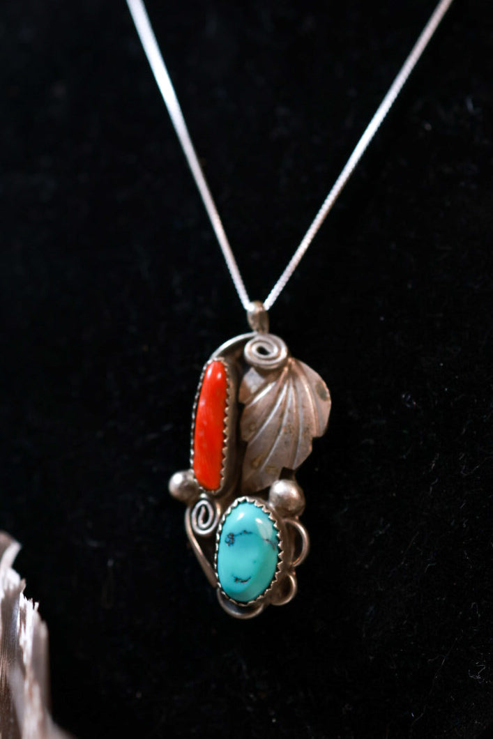 Turquoise & Coral Pendant