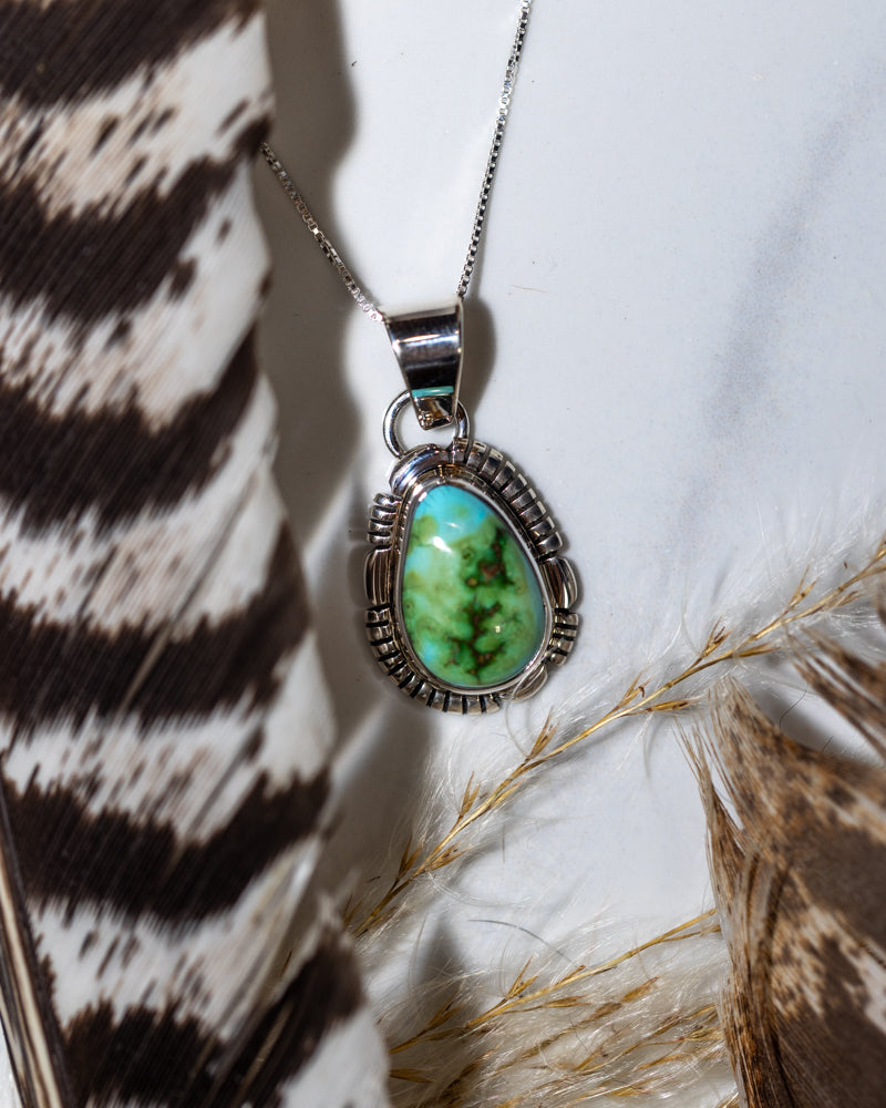 Turquoise Pendant | Sonoran Turquoise - Smokin' Blues Turquoise