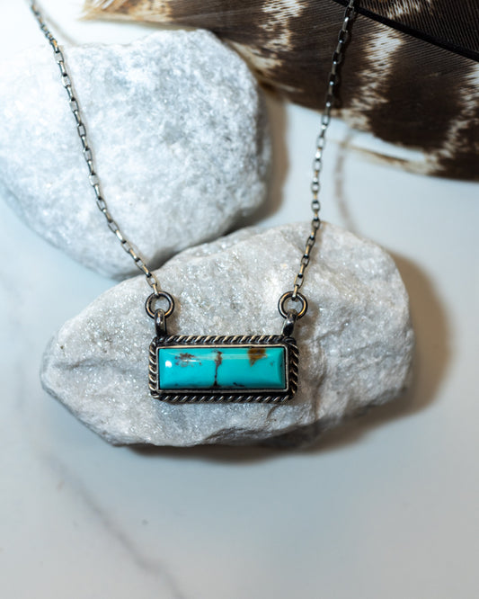 Turquoise Bar Necklace | Kingman Turquoise - Smokin' Blues Turquoise