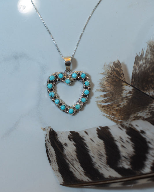 Turquoise Heart Necklace - Smokin' Blues Turquoise