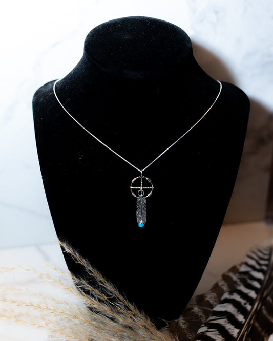 Sterling Feather Pendant - Smokin' Blues Turquoise