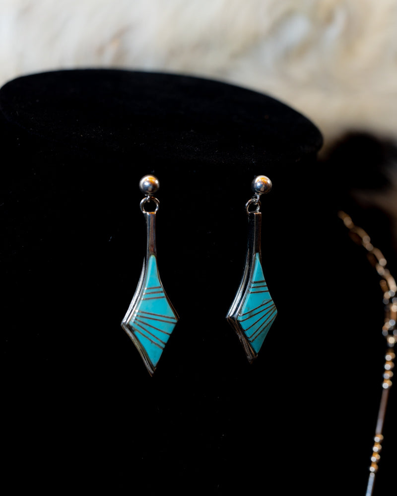The Pocahontus Turquoise Inlay Necklace Set - Smokin' Blues Turquoise