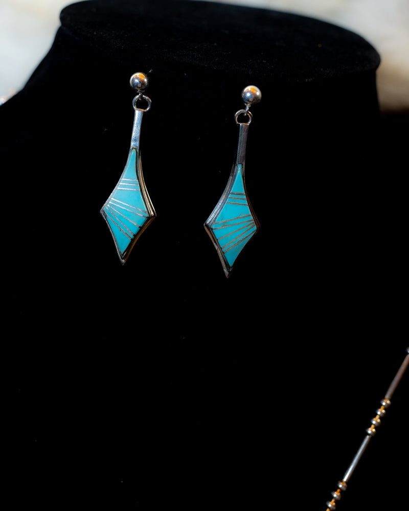 The Pocahontus Turquoise Inlay Necklace Set - Smokin' Blues Turquoise
