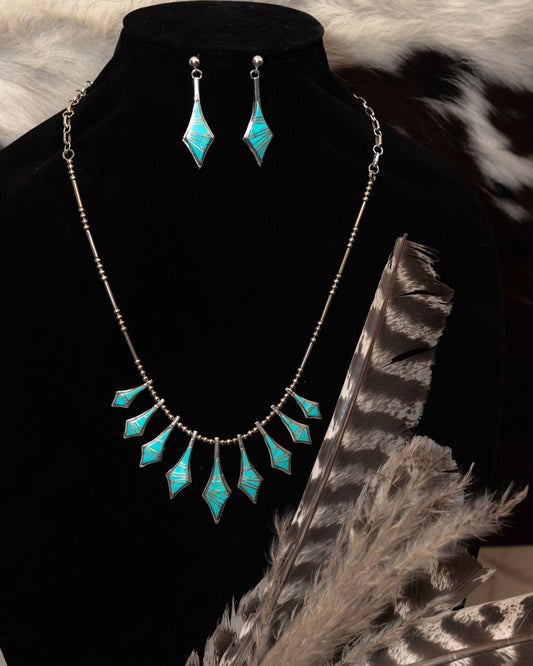 Kingman Turquoise Inlay Necklace Set