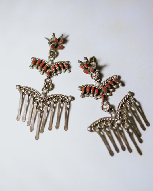 Coral Fringe Earrings