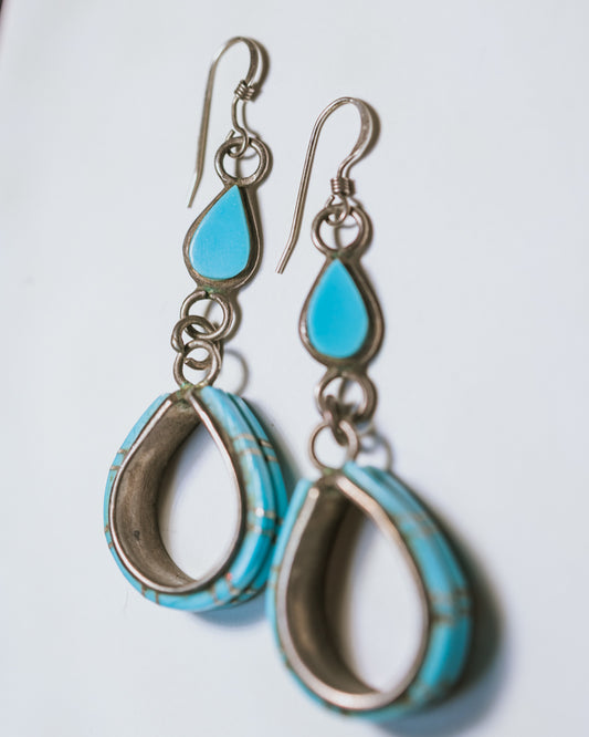 Turquoise Stirrup Earrings