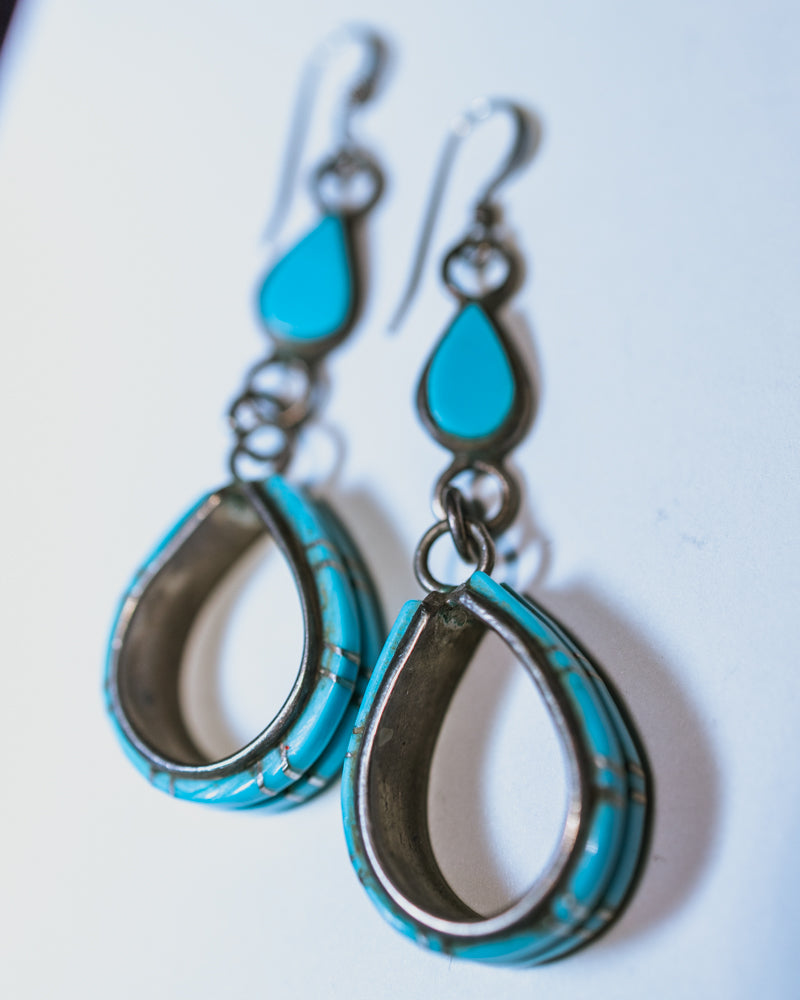 Turquoise Stirrup Earrings