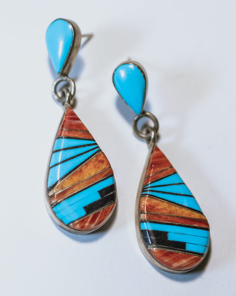 Inlay Turquoise Zuni Earrings