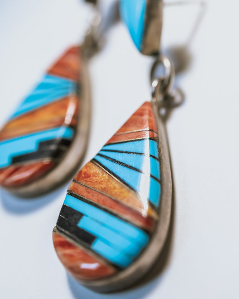 Inlay Turquoise Zuni Earrings