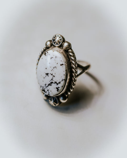 White Buffalo Ring Size 7