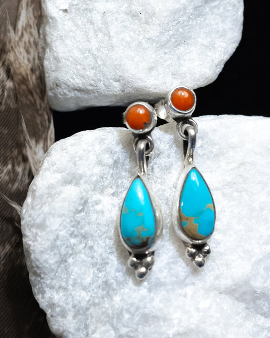Turquoise & Coral Earrings