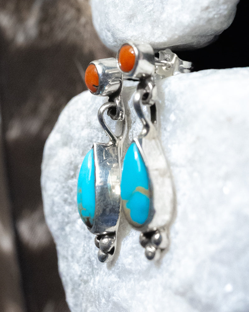 Turquoise & Coral Earrings