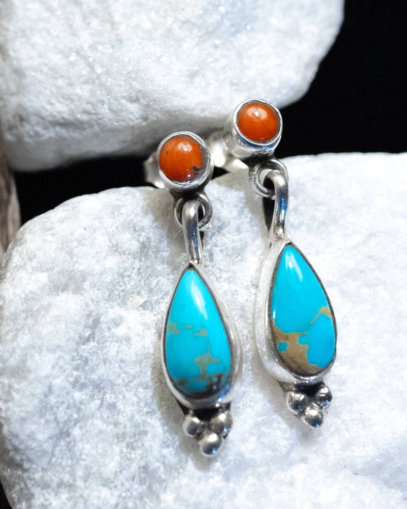 Turquoise & Coral Earrings