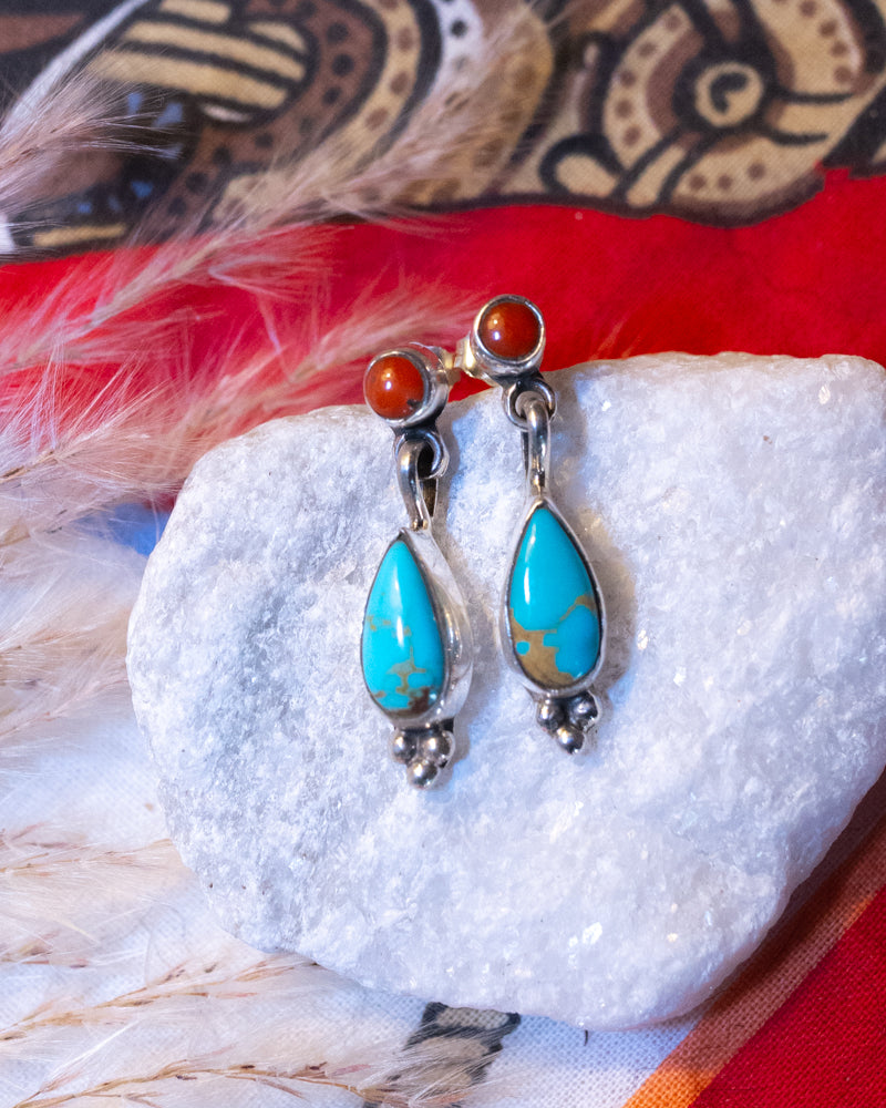 Turquoise & Coral Earrings
