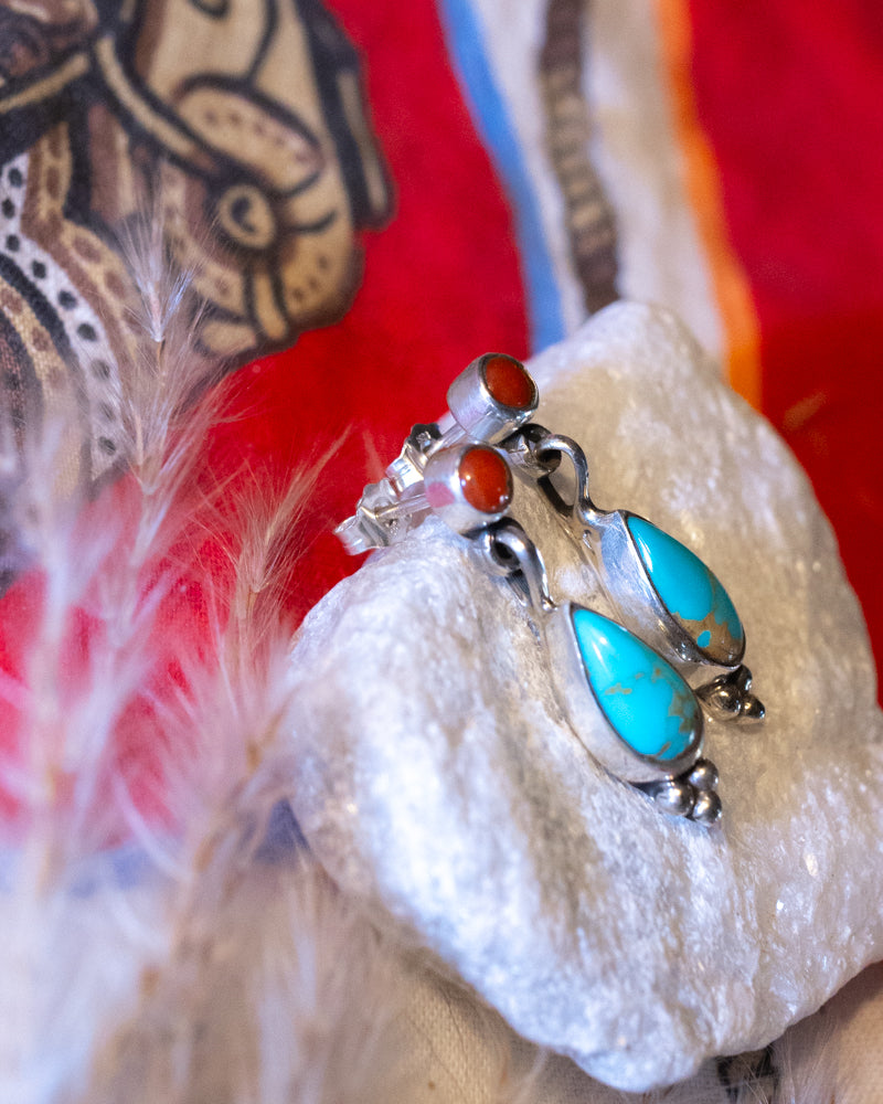 Turquoise & Coral Earrings