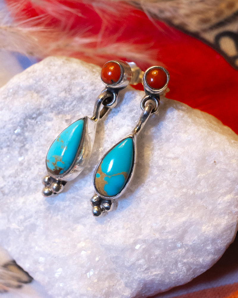 Turquoise & Coral Earrings