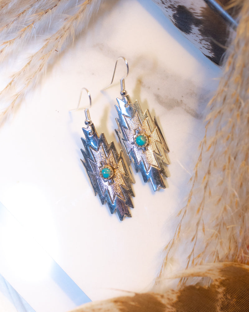 Sterling Silver & Turquoise Earrings - Smokin' Blues Turquoise