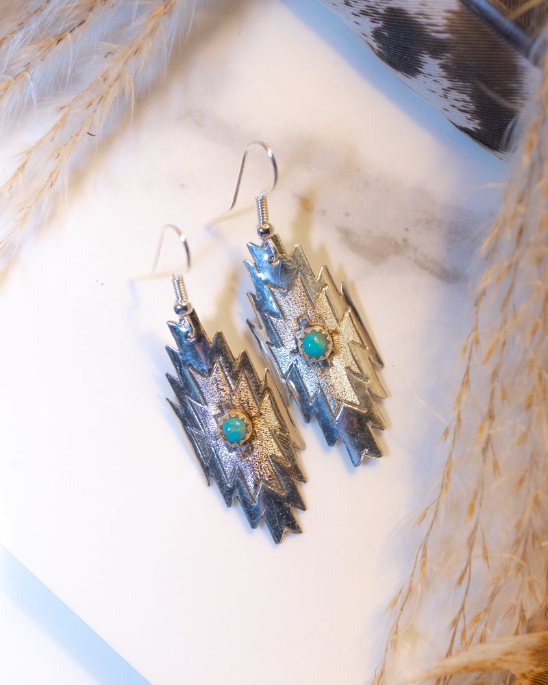 Sterling Silver & Turquoise Earrings - Smokin' Blues Turquoise