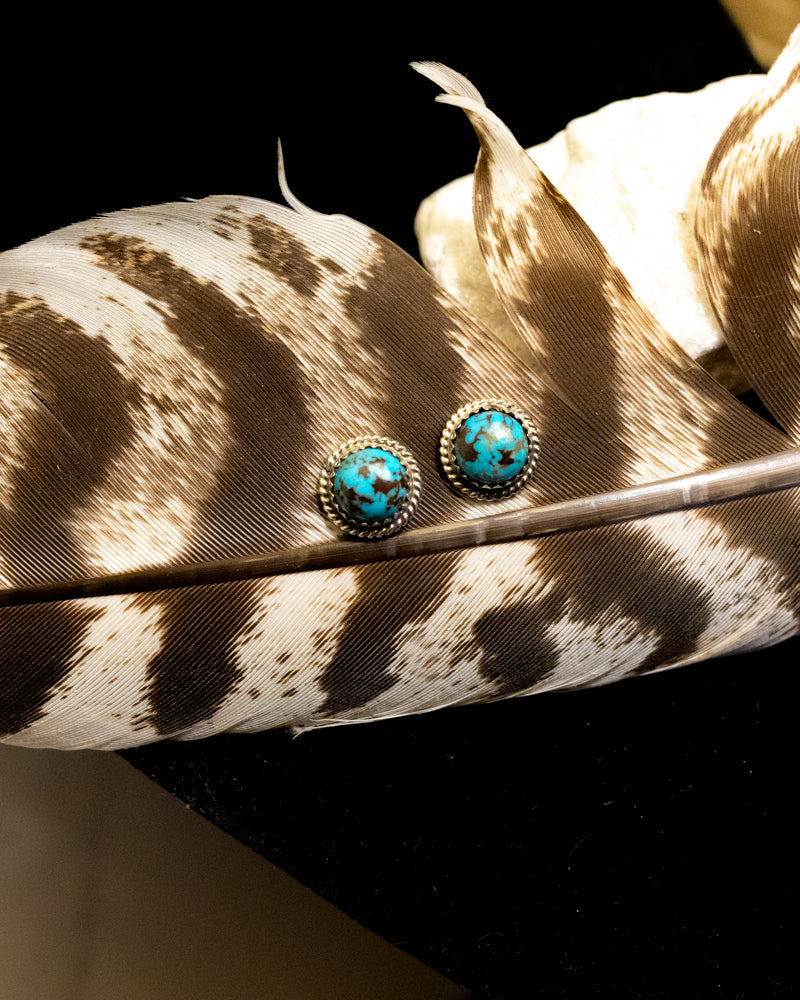 Turquoise Post Earrings - Smokin' Blues Turquoise